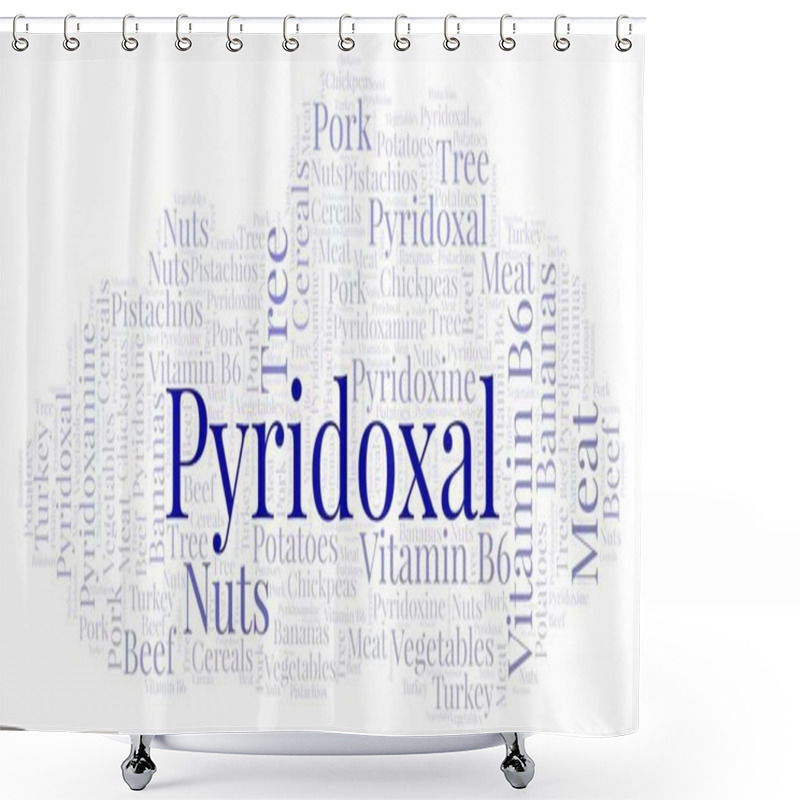 Personality  Pyridoxal Word Cloud. Shower Curtains