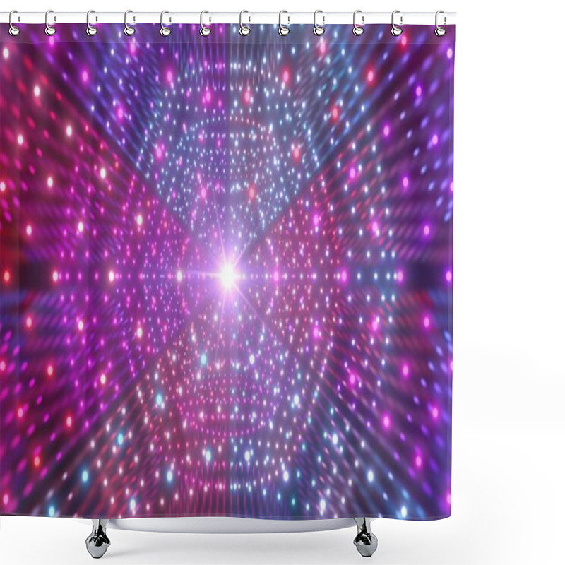 Personality  Crazy Kaleidoscopic Abstract Rotating Neon Glow 3D Reflection Tunnel - Abstract Background Texture Shower Curtains