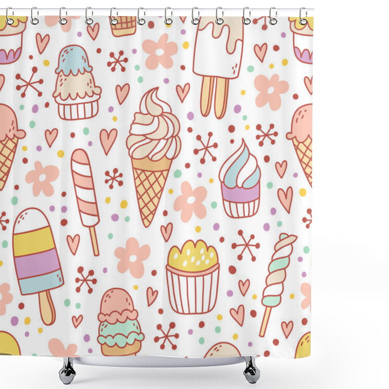 Personality  Yummy Ice Cream Seamless Pattern Shower Curtains