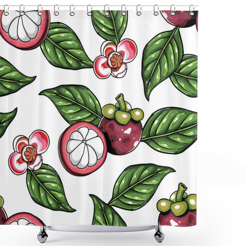 Personality  Mangosteen Seamless Pattern White Background Shower Curtains