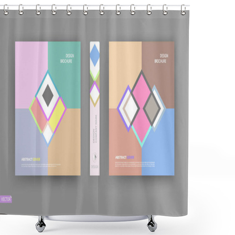 Personality  Abstract Bright A4 Brochure Cover Design. Info Banner Frame. Patch Title Sheet Model Set. Modern Vector Front Page Art. Elegant Brand Logo Texture. Colored Figure Icon. Ad Flyer Text Font. Fancy Fiber Shower Curtains