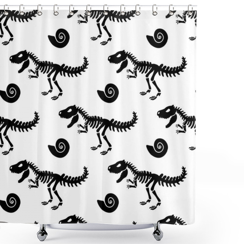 Personality  Dinosaur Skeleton And Fossils. Vector Seamless Pattern.  Shower Curtains