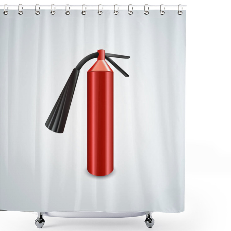 Personality  Red Metal Glossiness Fire Extinguisher. Vector Illustration. Shower Curtains