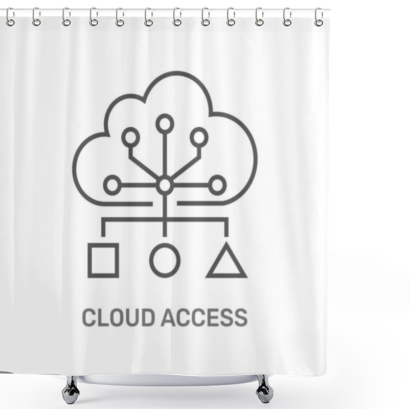 Personality  Represents Cloud Access, Symbolizing A Cloud Structure Connecting Various Elements That Indicate Data Or Systems. It Illustrates The Concept Of Remote Data Access And Cloud Connectivity. EPS 10 Shower Curtains