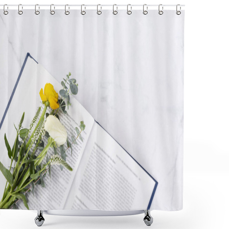 Personality  Flower On Book Close Up Shower Curtains