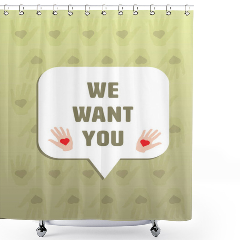 Personality  Vector Icon Of We Want You Message Shower Curtains