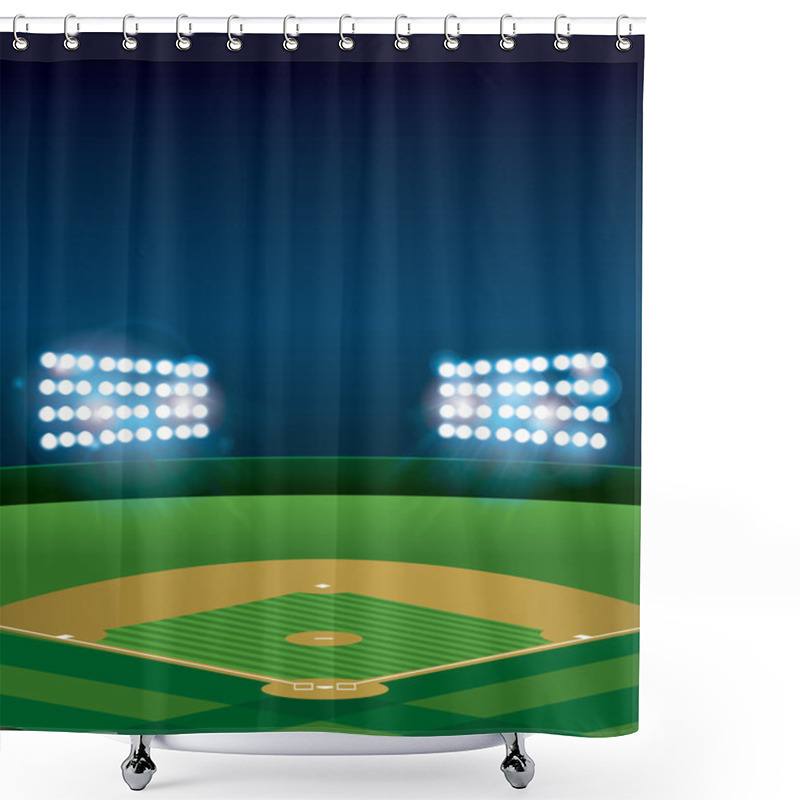 Personality  Baseball Or Softball Field At Night Shower Curtains