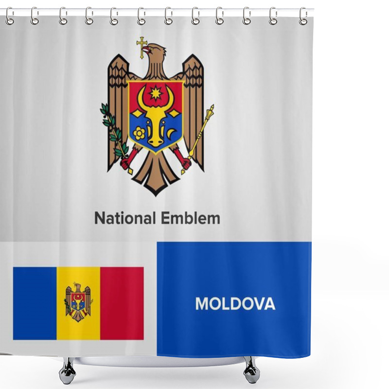 Personality  Moldova National Emblem And Flag  Shower Curtains