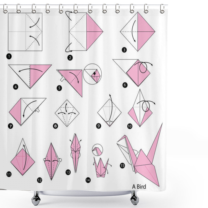 Personality  Step By Step Instructions How To Make Origami A Bird. Shower Curtains