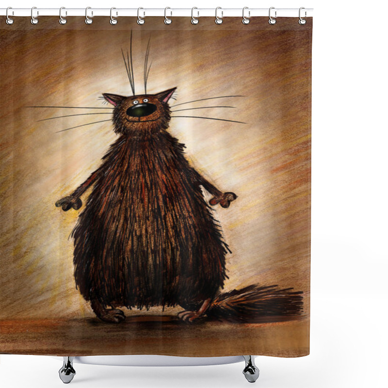 Personality  Brown Cat On The Brown Background Shower Curtains