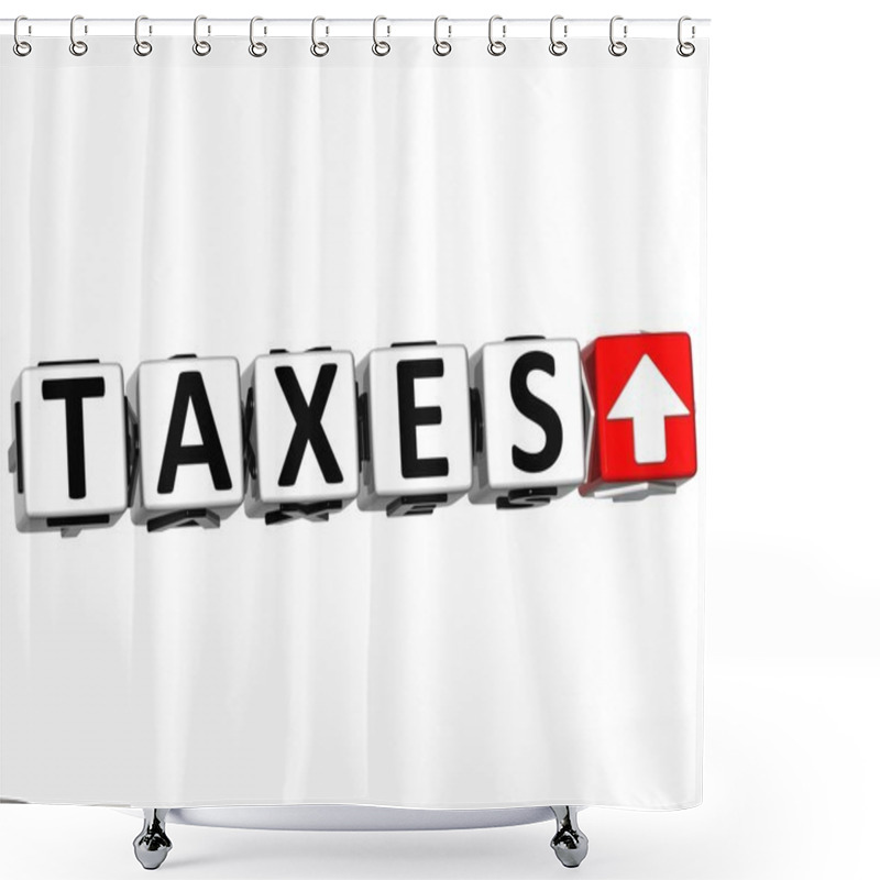 Personality  3D TAXES Button Click Here Block Text Shower Curtains