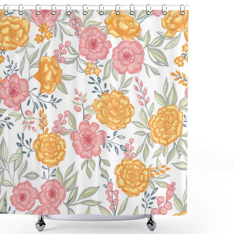 Personality  Flowers Seamless Pattern Design. Vector Illustration Fabric Textile Wallpaper Print Design Shower Curtains