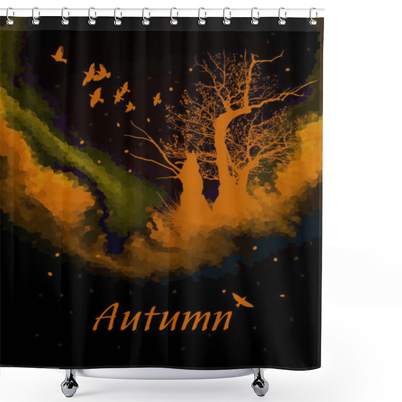 Personality  Autumn Abstract Landscape Vector Illustration Shower Curtains