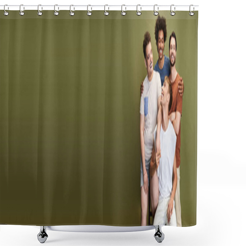 Personality  Four Friends Express Joy And Pride While Embracing Their Vibrant Identities Together. Shower Curtains