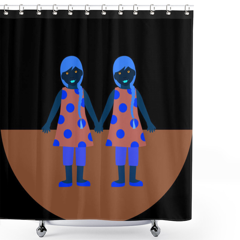 Personality  Children Twins Girls Concept Shower Curtains