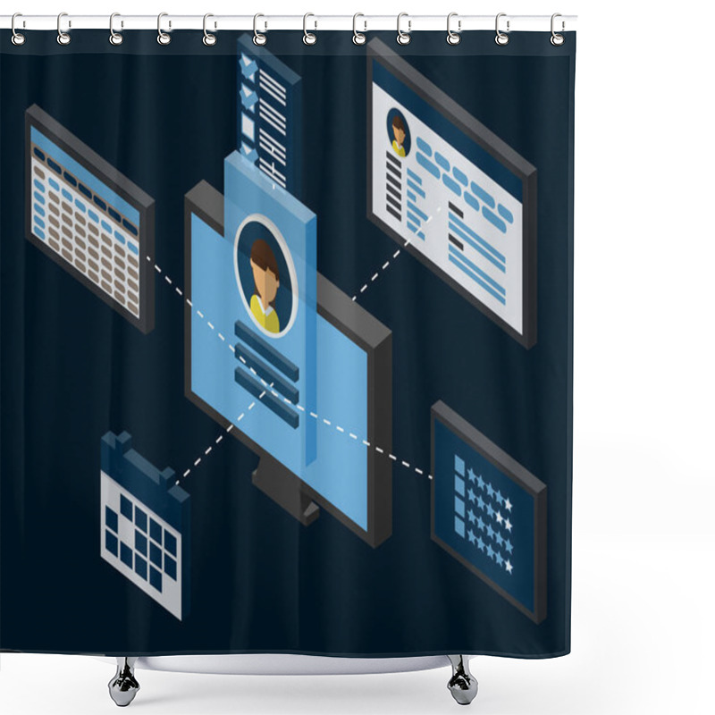 Personality  Data Transform With Human Resources Database Vector Shower Curtains