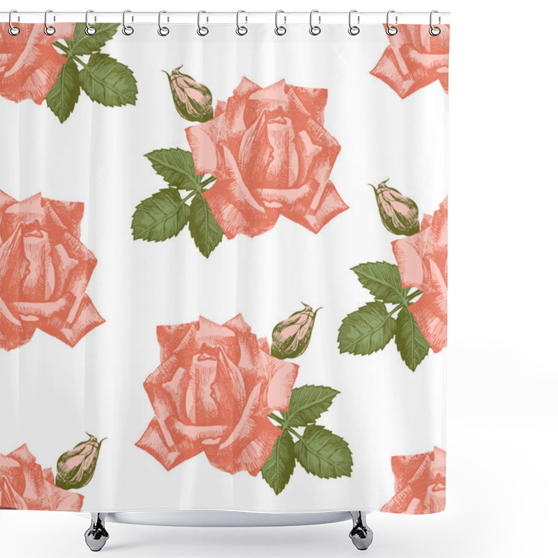 Personality  Hand Drawn Roses Seamless Shower Curtains