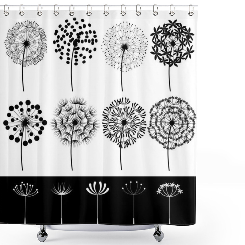 Personality  Dandelions Set Vector Shower Curtains