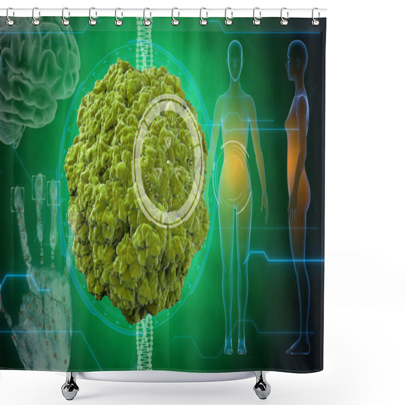 Personality  Virus, Bacteria, Microbe. Medical Anatomy Concept With Hud Elements Shower Curtains