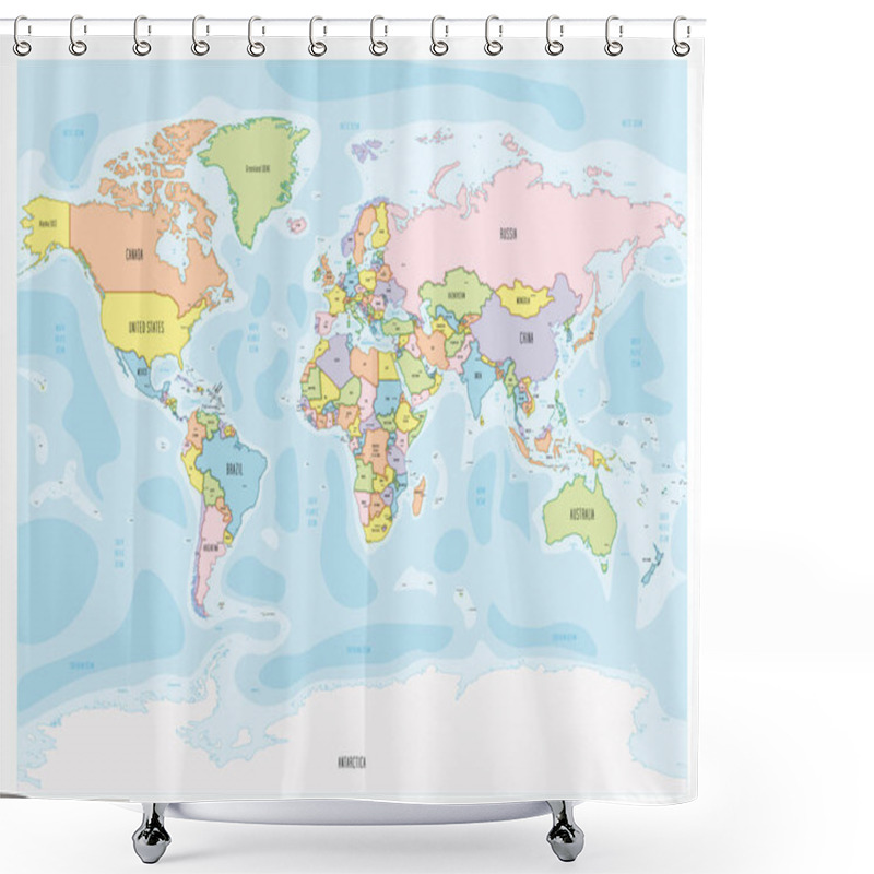 Personality  World Map - Hand-drawn Cartoon Style Shower Curtains