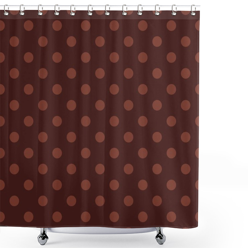 Personality  Seamless Vector Pattern With Brwon Polka Dots On A Dark Chocolate Brown Background. Shower Curtains