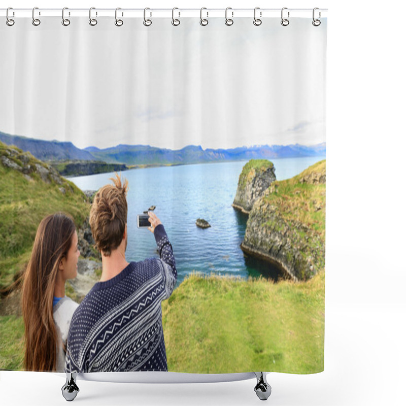 Personality  Tourists On Travel Taking Photo Shower Curtains