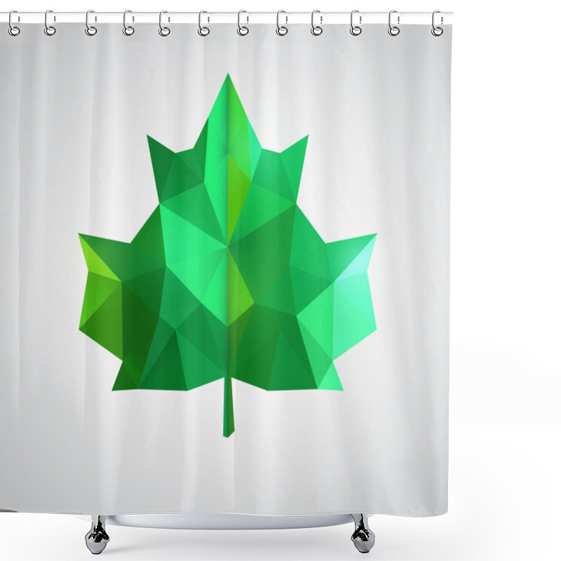 Personality  Low Poly Green Leaf. Shower Curtains