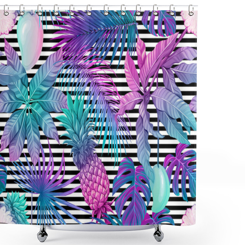 Personality  Seamless Pattern, Background With Tropical Plants Shower Curtains