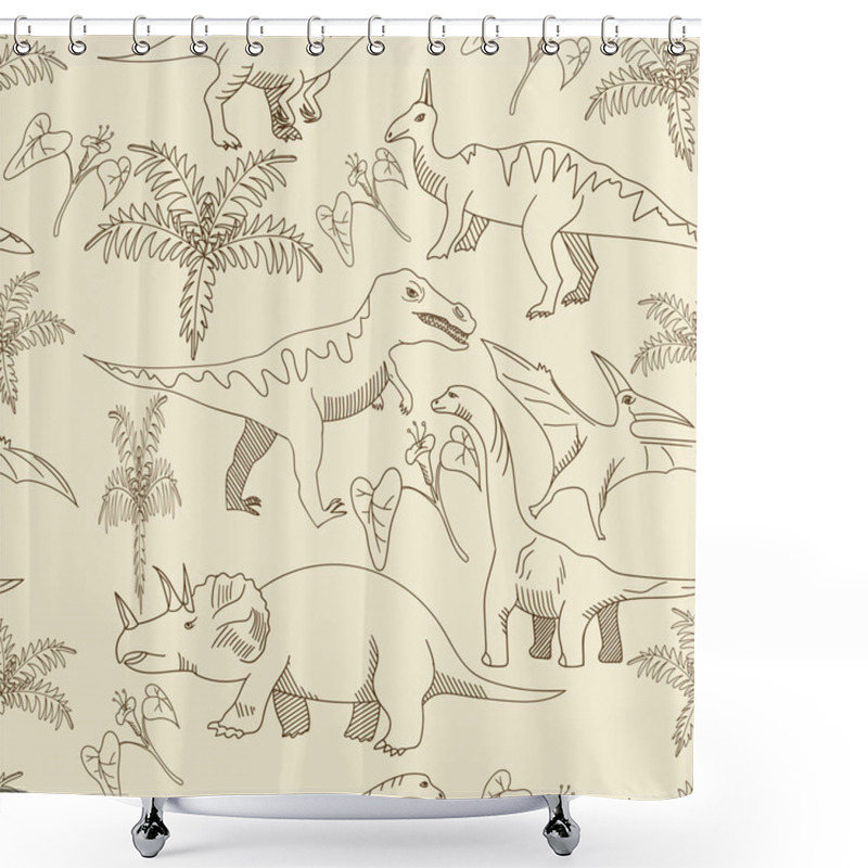 Personality  Dinosaur Seamless Vector Illustration Shower Curtains