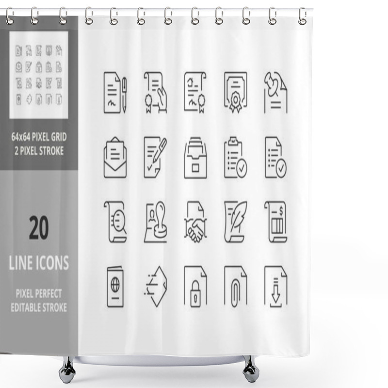 Personality  Documents Thin Line Icon Set. Outline Symbol Collection. Editable Vector Stroke. 64 And 256 Pixel Perfect Scalable To 128px Shower Curtains