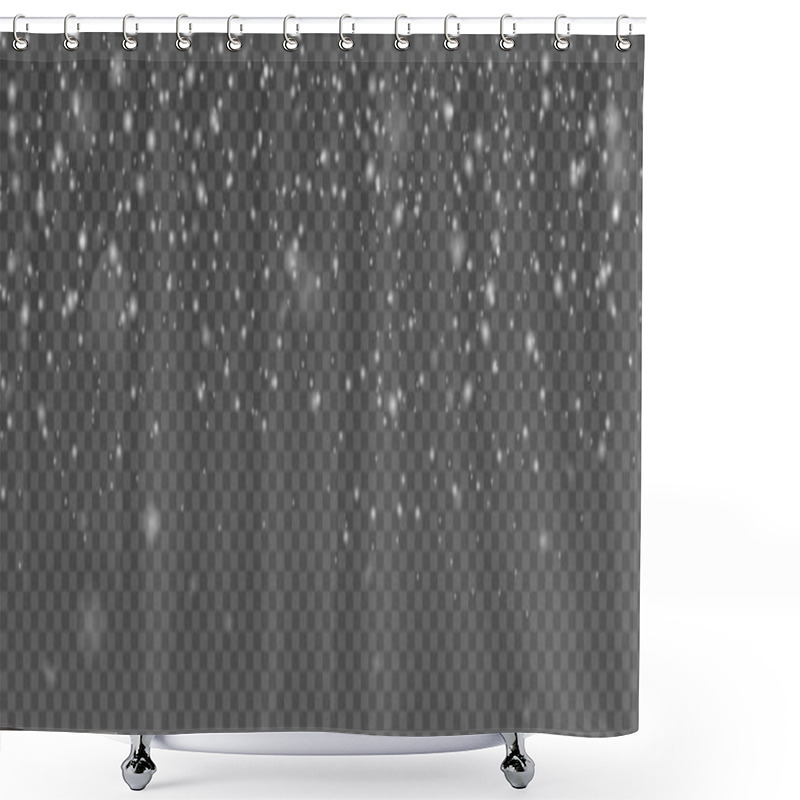 Personality  Vector Falling Snow Overlay. Realistic Shining Snowfall Background For Christmas Banner Of Winter Collection Decoration Isolated On Transparent. Stock Illustration Shower Curtains