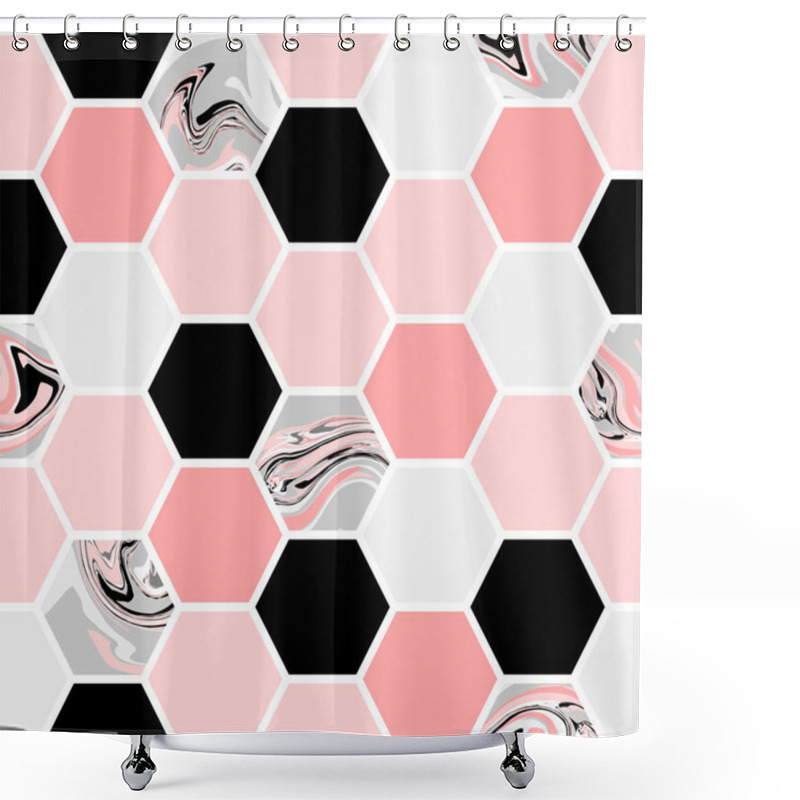 Personality  Hexagon Seamless Pattern Shower Curtains