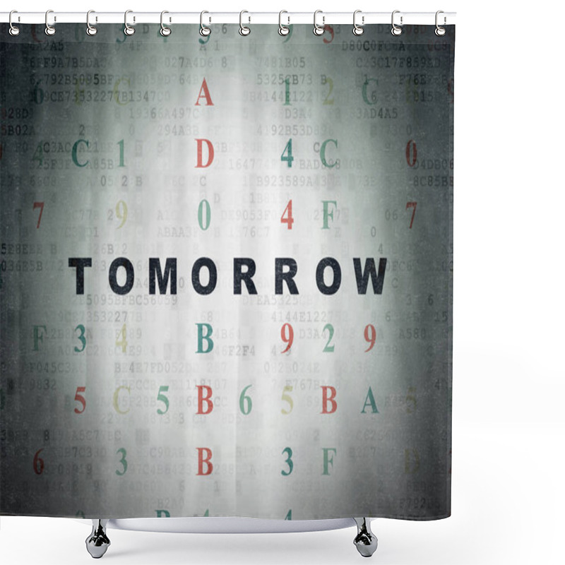 Personality  Time Concept: Tomorrow On Digital Data Paper Background Shower Curtains