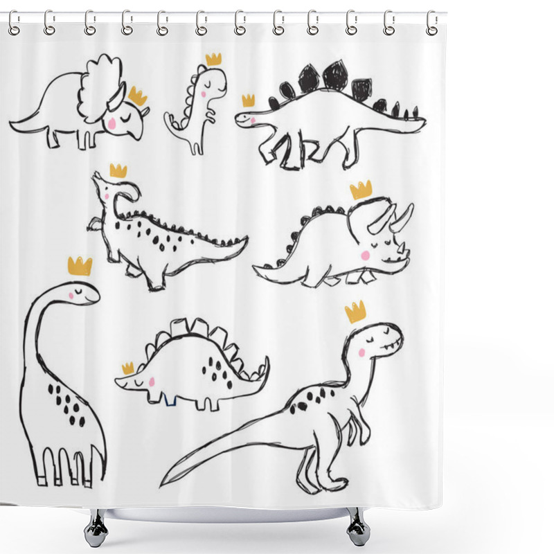 Personality  Hand Drawing Dinosaur Illustration Vector. Shower Curtains