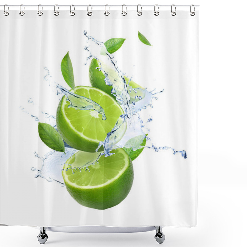 Personality  Fresh Ripe Green Limes Isolated On White Shower Curtains