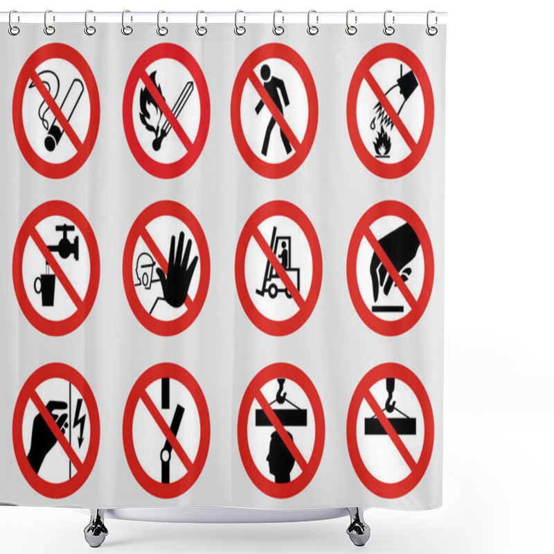 Personality  Vector Set Of Forbidding Signs Shower Curtains