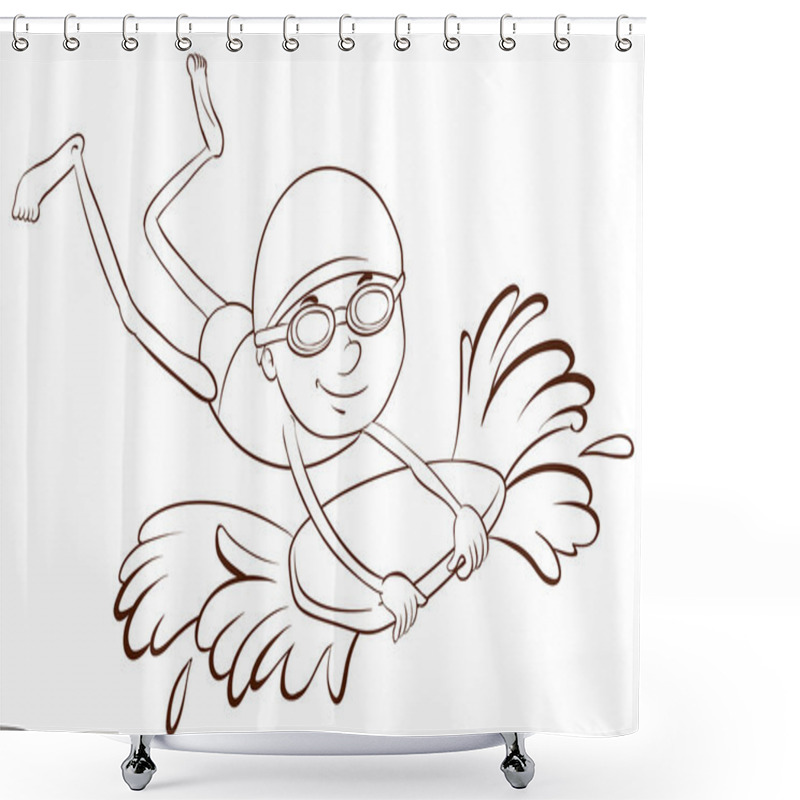 Personality  A Plain Sketch Of A Man Swimming Shower Curtains