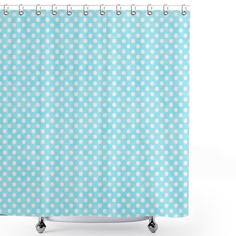 Personality  Bright Teal And White Small Polka Dots Pattern Repeat Background Shower Curtains