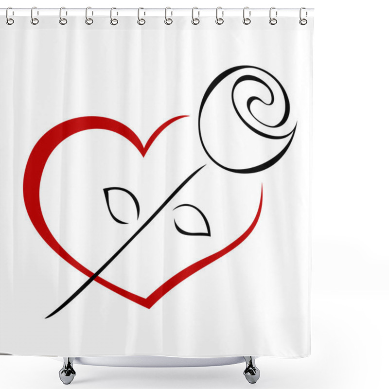 Personality  Rose On The Heart. Vector Shower Curtains