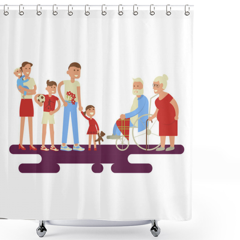 Personality  Big Family Portrait Shower Curtains