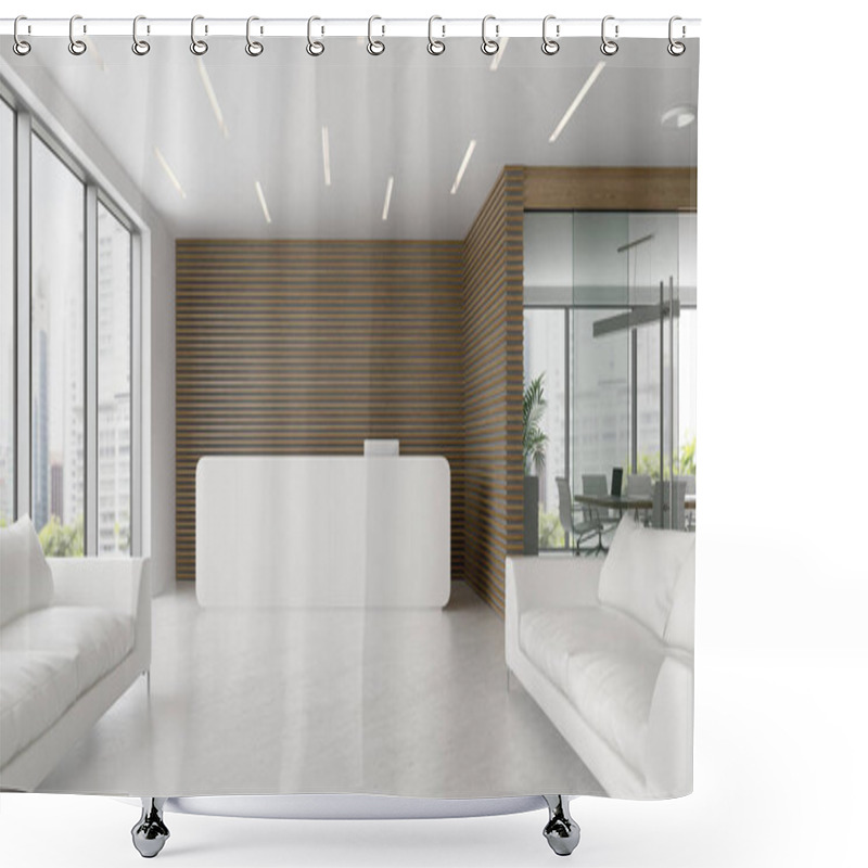 Personality  Interior Of Reception And Meeting Room 3D Illustration Shower Curtains