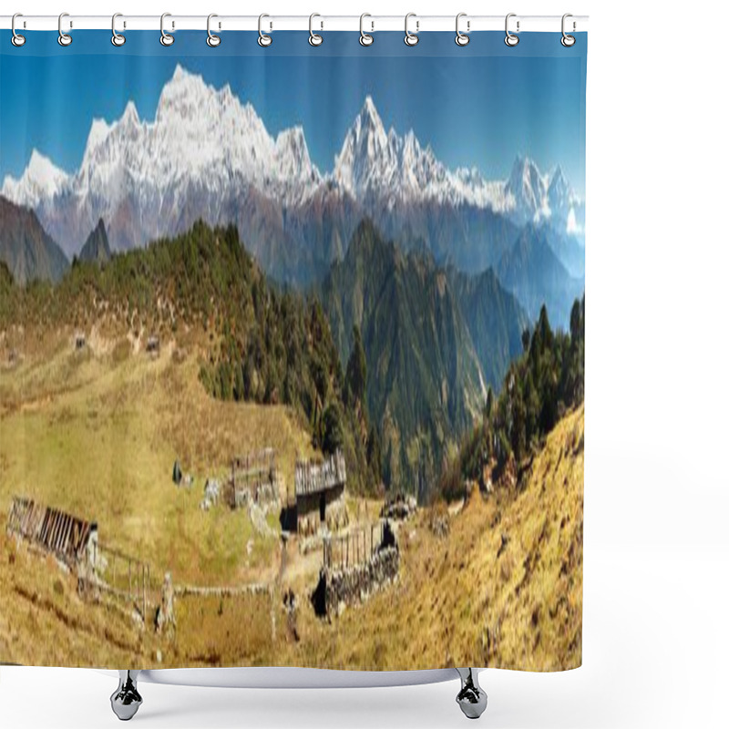 Personality  Panoramatic View From Jaljala Pass Of Dhaulagiri And Annapurna Himal - Nepal Shower Curtains