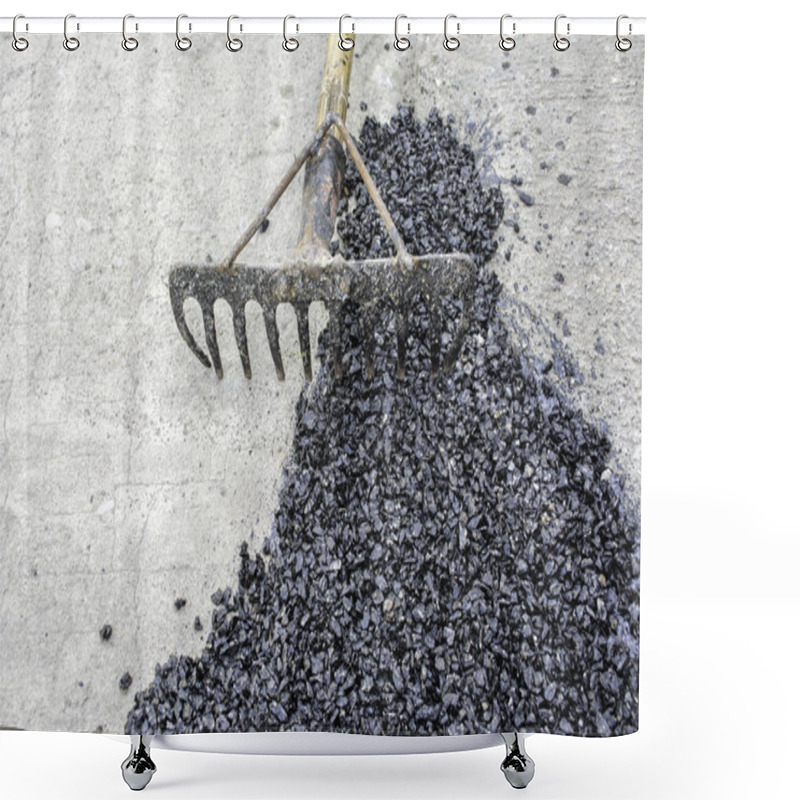 Personality  Close Up Shot Of Asphalt Road Fixing Shower Curtains