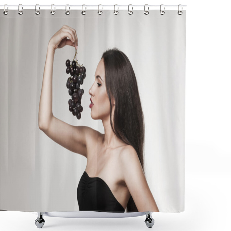 Personality  Sexy Woman Eating Fruits Shower Curtains