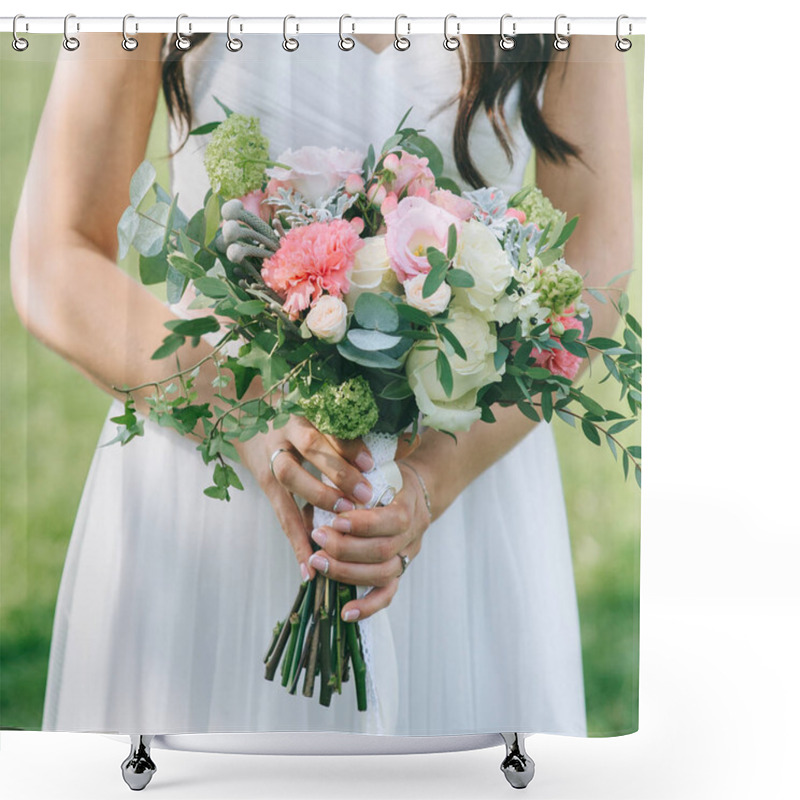 Personality  Wedding Dress, Wedding Rings, Wedding Bouquet Shower Curtains