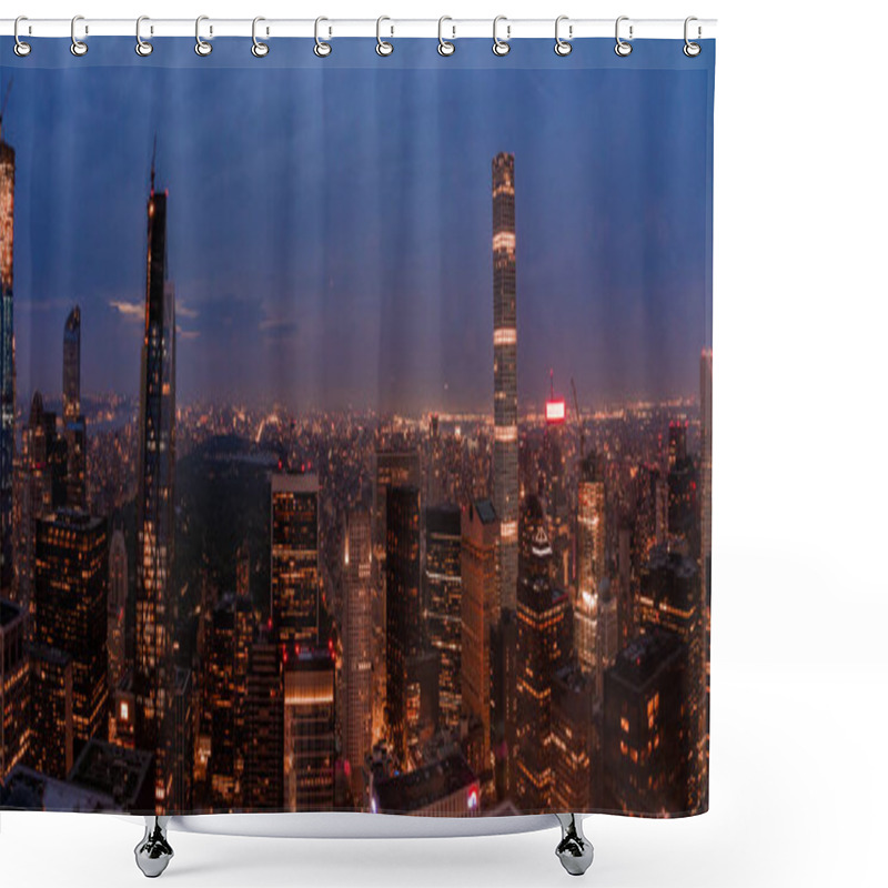 Personality  New York City Night Skyline With Cityscape And Skyscrapers In Manhattan Shower Curtains