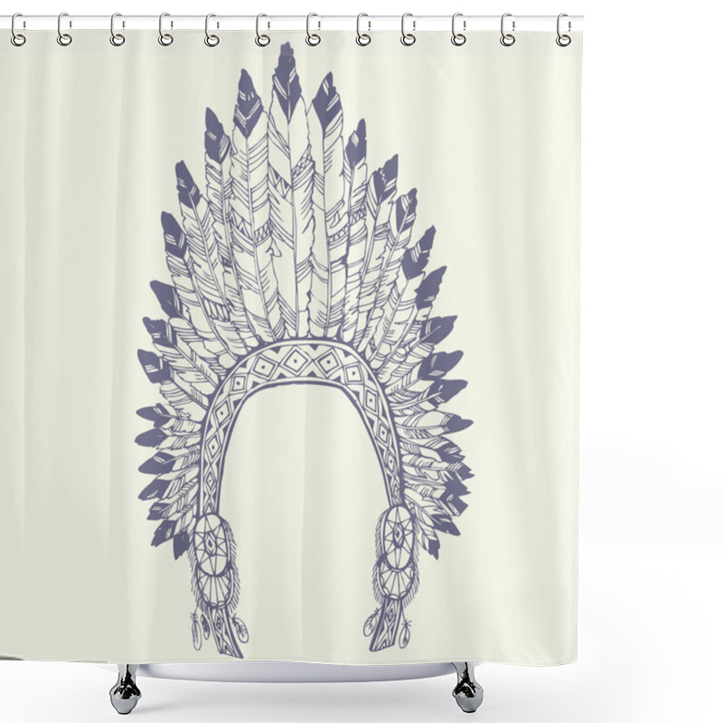 Personality  Native American Indian Chief Headdress Shower Curtains