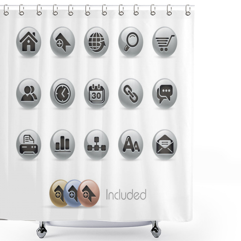 Personality  Website & Internet // Metal Button Series Shower Curtains