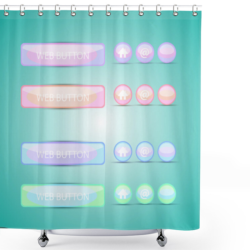 Personality  Set Of Web Buttons, Vector Shower Curtains