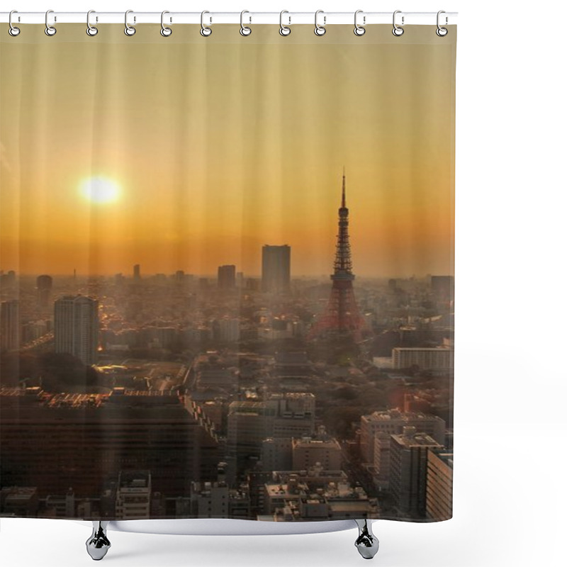 Personality  Sunset View Of Tokyo Tower Shower Curtains